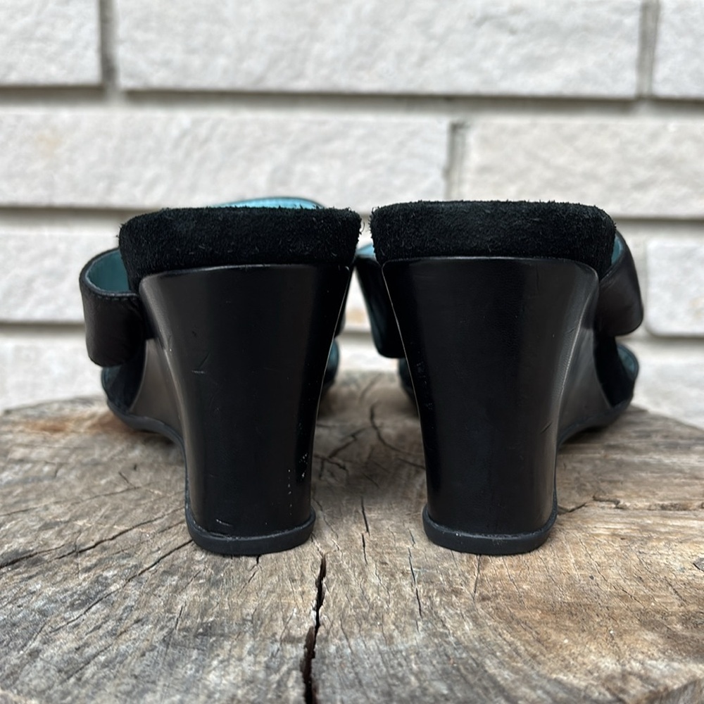 Rockport Black Leather & Suede Wedge Slip on Sandals - Picture 5 of 11